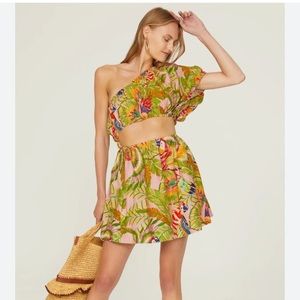 NWT Farm Rio Macaw cutout mini dress